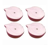 Lot de 4 demi-oignons artificiels en polyuréthane avec fonctionnalité, accessoires de légumes artificiels réalistes pour vinaigrette, affichage de cuisine, table de fête et photographie (violet)