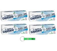 Lot de 4 dentifricios Pasta del Capitano Placca e Carie Dentifricio - La meilleure solution contre la plaque dentaire et les caries - 100 ml - Avec porte-clés Beni Culinari