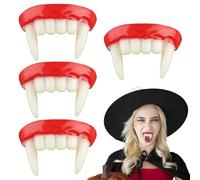 Lot de 4 dents de vampire, kit de crocs de vampire pour fête d'Halloween, fausses prothèses dentaires réalistes pour cosplay, accessoires sur le thème de l'horreur