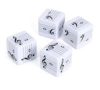 Lot de 4 dés amusants en forme de note de musique à cinq lignes, grands dés de théorie musicale de 25 mm, comprend deux symboles aigus et deux symboles graves pour l'apprentissage de la théorie