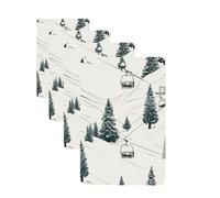 Lot de 4 désodorisants amusants à suspendre pour voiture avec ascenseur de ski avec sapin, mignon, durable, parfumé, miroir, décoration à suspendre, cadeau pour homme et femme, rectangulaire