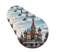 Lot de 4 désodorisants amusants à suspendre pour voiture Motif cathédrale Saint-Basile Rouge à Moscou