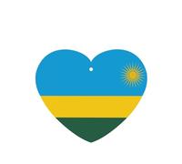 Lot de 4 désodorisants de voiture à motif drapeau du Rwanda en forme de cœur à suspendre pour chambre à coucher, salle de bain