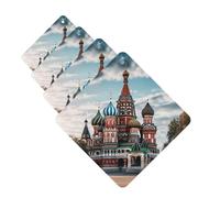 Lot de 4 désodorisants de voiture à suspendre avec inscription « St Basilic Red Square In Moscow » - Pour voiture - Mignon - Longue durée - Parfumé - Décoration à suspendre - Cadeau pour homme et
