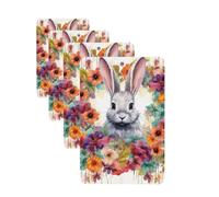 Lot de 4 désodorisants de voiture à suspendre - Cartes parfumées pour SUV, aquarelle, lapin et fleurs, tablettes d'aromathérapie, miroir intérieur de voiture, pendentif pour chambre à coucher, armoire
