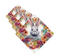 Lot de 4 désodorisants de voiture à suspendre - Cartes parfumées pour SUV, aquarelle, lapin et fleurs, tablettes d'aromathérapie, miroir intérieur de voiture, pendentif pour chambre à coucher, armoire