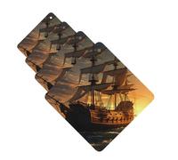 Lot de 4 désodorisants de voiture à suspendre - Cartes parfumées pour SUV, bateau pirate, voiture, aromathérapie, voiture, miroir intérieur, pendentif pour chambre à coucher, armoire, armoire à