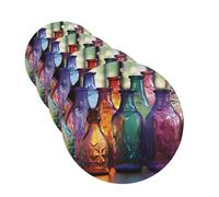 Lot de 4 désodorisants de voiture à suspendre - Cartes parfumées pour SUV - Bouteille en verre colorée - Tablettes d'aromathérapie de voiture - Pendentif miroir intérieur pour chambre à coucher