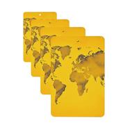 Lot de 4 désodorisants de voiture à suspendre - Cartes parfumées pour SUV - Carte du monde jaune - Tablettes d'aromathérapie - Pour chambre à coucher, armoire, armoire à chaussures