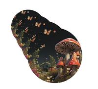 Lot de 4 désodorisants de voiture à suspendre - Cartes parfumées pour SUV, champignons de style conte de fées, tablettes d'aromathérapie de voiture, miroir intérieur de voiture, pendentif pour chambre
