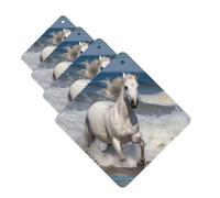 Lot de 4 désodorisants de voiture à suspendre - Cartes parfumées pour SUV - Cheval blanc courant sur la mer - Tablettes d'aromathérapie - Pour chambre à coucher, armoire, armoire à chaussures