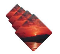 Lot de 4 désodorisants de voiture à suspendre - Cartes parfumées pour SUV, coucher de soleil rouge ardent, tablettes d'aromathérapie, miroir intérieur de voiture, pendentif pour chambre à coucher