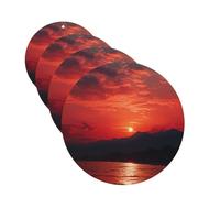 Lot de 4 désodorisants de voiture à suspendre - Cartes parfumées pour SUV, coucher de soleil rouge ardent, tablettes d'aromathérapie, miroir intérieur de voiture, pendentif pour chambre à coucher