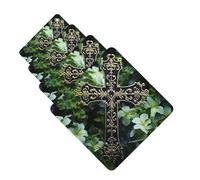 Lot de 4 désodorisants de voiture à suspendre - Cartes parfumées pour SUV - Croix noire parmi fleurs vertes - Tablettes d'aromathérapie - Pour chambre à coucher, armoire, armoire à chaussures