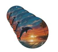 Lot de 4 désodorisants de voiture à suspendre - Cartes parfumées pour SUV, dauphins et palmiers, tablettes d'aromathérapie de voiture, miroir intérieur de voiture, pendentif pour chambre à coucher
