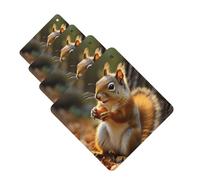 Lot de 4 désodorisants de voiture à suspendre - Cartes parfumées pour SUV - Écureuil mignon mangeant des noix, tablettes d'aromathérapie de voiture, miroir intérieur de voiture, pendentif pour chambre