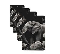 Lot de 4 désodorisants de voiture à suspendre - Cartes parfumées pour SUV - Éléphant et papillon - Tablettes d'aromathérapie de voiture - Miroir intérieur - Pendentif pour chambre à coucher, armoire
