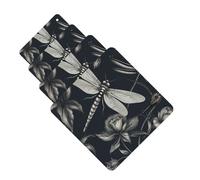 Lot de 4 désodorisants de voiture à suspendre - Cartes parfumées pour SUV - Fleurs noires et libellules - Tablettes d'aromathérapie - Pour chambre à coucher, armoire, armoire à chaussures