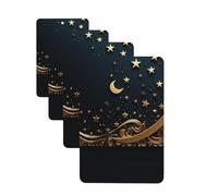 Lot de 4 désodorisants de voiture à suspendre - Cartes parfumées pour SUV - Fond doré et croissant de lune - Tablette d'aromathérapie de voiture - Pendentif miroir intérieur pour chambre à coucher