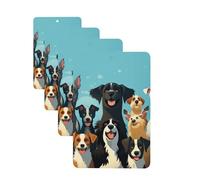 Lot de 4 désodorisants de voiture à suspendre - Cartes parfumées pour SUV - Grand groupe de chiens - Tablettes d'aromathérapie de voiture, miroir intérieur - Pendentif pour chambre à coucher, armoire