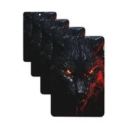Lot de 4 désodorisants de voiture à suspendre - Cartes parfumées pour SUV - Grand loup noir avec yeux rouges - Tablettes d'aromathérapie pour voiture, miroir intérieur - Pendentif pour chambre à