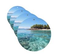 Lot de 4 désodorisants de voiture à suspendre - Cartes parfumées pour SUV, île Fidji et voiture de mer transparente, aromathérapie, miroir intérieur de voiture, pendentif pour chambre à coucher