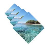 Lot de 4 désodorisants de voiture à suspendre - Cartes parfumées pour SUV, île Fidji et voiture de mer transparente, aromathérapie, miroir intérieur de voiture, pendentif pour chambre à coucher