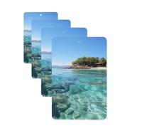 Lot de 4 désodorisants de voiture à suspendre - Cartes parfumées pour SUV, île Fidji et voiture de mer transparente, aromathérapie, miroir intérieur de voiture, pendentif pour chambre à coucher