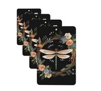 Lot de 4 désodorisants de voiture à suspendre - Cartes parfumées pour SUV - Image de libellule dans une couronne - Tablettes d'aromathérapie de voiture - Pendentif miroir intérieur pour chambre à