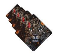 Lot de 4 désodorisants de voiture à suspendre - Cartes parfumées pour SUV - Léopard et papillon - Tablettes d'aromathérapie de voiture - Miroir intérieur - Pendentif pour chambre à coucher, armoire