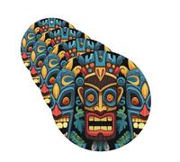Lot de 4 désodorisants de voiture à suspendre - Cartes parfumées pour SUV - Motif de masque Tiki coloré - Tablettes d'aromathérapie de voiture - Pendentif miroir intérieur pour chambre à coucher