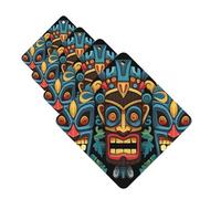 Lot de 4 désodorisants de voiture à suspendre - Cartes parfumées pour SUV - Motif de masque Tiki coloré - Tablettes d'aromathérapie de voiture - Pendentif miroir intérieur pour chambre à coucher