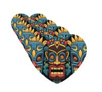 Lot de 4 désodorisants de voiture à suspendre - Cartes parfumées pour SUV - Motif de masque Tiki coloré - Tablettes d'aromathérapie de voiture - Pendentif miroir intérieur pour chambre à coucher
