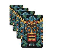 Lot de 4 désodorisants de voiture à suspendre - Cartes parfumées pour SUV - Motif de masque Tiki coloré - Tablettes d'aromathérapie de voiture - Pendentif miroir intérieur pour chambre à coucher