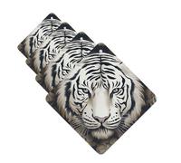 Lot de 4 désodorisants de voiture à suspendre - Cartes parfumées pour SUV - Motif tête de tigre blanc - Tablettes d'aromathérapie de voiture - Pendentif miroir intérieur pour chambre à coucher