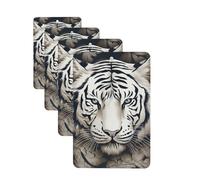 Lot de 4 désodorisants de voiture à suspendre - Cartes parfumées pour SUV - Motif tête de tigre blanc - Tablettes d'aromathérapie de voiture - Pendentif miroir intérieur pour chambre à coucher