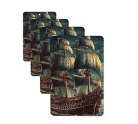 Lot de 4 désodorisants de voiture à suspendre - Cartes parfumées pour SUV, nautique, vintage, voile, bateau pirate, voiture, aromathérapie, tableau d'aromathérapie, miroir intérieur pour chambre à