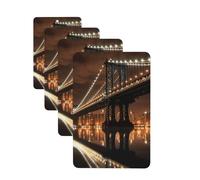 Lot de 4 désodorisants de voiture à suspendre - Cartes parfumées pour SUV, New York Manhattan Bridge Night Car Aromathérapie, Tablettes d'aromathérapie, miroir intérieur pour chambre à coucher