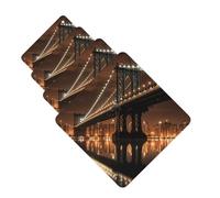 Lot de 4 désodorisants de voiture à suspendre - Cartes parfumées pour SUV, New York Manhattan Bridge Night Car Aromathérapie, Tablettes d'aromathérapie, miroir intérieur pour chambre à coucher