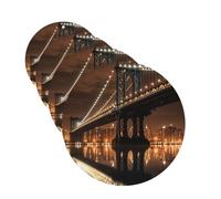 Lot de 4 désodorisants de voiture à suspendre - Cartes parfumées pour SUV, New York Manhattan Bridge Night Car Aromathérapie, Tablettes d'aromathérapie, miroir intérieur pour chambre à coucher