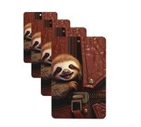 Lot de 4 désodorisants de voiture à suspendre - Cartes parfumées pour SUV - Paresseux sur fermeture éclair - Tablettes d'aromathérapie de voiture - Miroir intérieur - Pendentif pour chambre à coucher