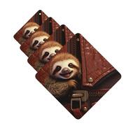 Lot de 4 désodorisants de voiture à suspendre - Cartes parfumées pour SUV - Paresseux sur fermeture éclair - Tablettes d'aromathérapie de voiture - Miroir intérieur - Pendentif pour chambre à coucher