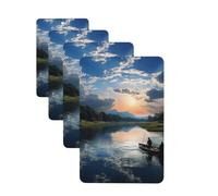 Lot de 4 désodorisants de voiture à suspendre - Cartes parfumées pour SUV, pêche, scénique, voiture, aromathérapie, tableau d'aromathérapie, suspension de miroir intérieur pour chambre à coucher