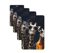Lot de 4 désodorisants de voiture à suspendre - Cartes parfumées pour SUV - Trois girafes portant des lunettes de soleil - Tablettes d'aromathérapie de voiture - Pendentif miroir intérieur pour