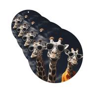 Lot de 4 désodorisants de voiture à suspendre - Cartes parfumées pour SUV - Trois girafes portant des lunettes de soleil - Tablettes d'aromathérapie de voiture - Pendentif miroir intérieur pour