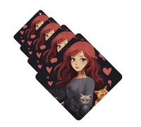 Lot de 4 désodorisants de voiture à suspendre - Cartes parfumées pour SUV - Une fille qui aime les chats - Tablettes d'aromathérapie - Pour voiture, miroir intérieur - Pendentif pour chambre à coucher