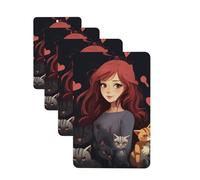 Lot de 4 désodorisants de voiture à suspendre - Cartes parfumées pour SUV - Une fille qui aime les chats - Tablettes d'aromathérapie - Pour voiture, miroir intérieur - Pendentif pour chambre à coucher