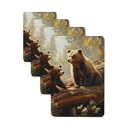 Lot de 4 désodorisants de voiture à suspendre - Cartes parfumées rectangulaires - Tablettes d'aromathérapie de voiture - Ours mignons jouant dans l'arbre - Désodorisant de voiture pour intérieur de