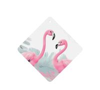 Lot de 4 désodorisants de voiture à suspendre - Cartes parfumées - Tablettes d'aromathérapie de voiture - Flamant rose - Désodorisant de voiture - Pendentif miroir - Cadeaux pour femmes et hommes