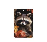 Lot de 4 désodorisants de voiture à suspendre - Cartes parfumées - Tablettes d'aromathérapie de voiture - Raton laveur dans le trou d'arbre d'automne - Désodorisant de voiture - Pendentif miroir